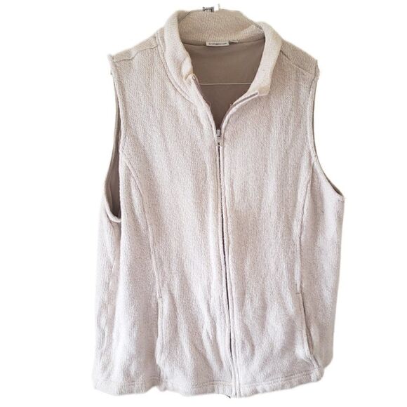 Croft and Barrow Womens Sweater Vest Knit Cream Full Zip - Picture 1 of 3